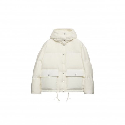 PRADA MEDIUM-WEIGHT HOODED SOFT FABRIC DOWN JACKET 292290